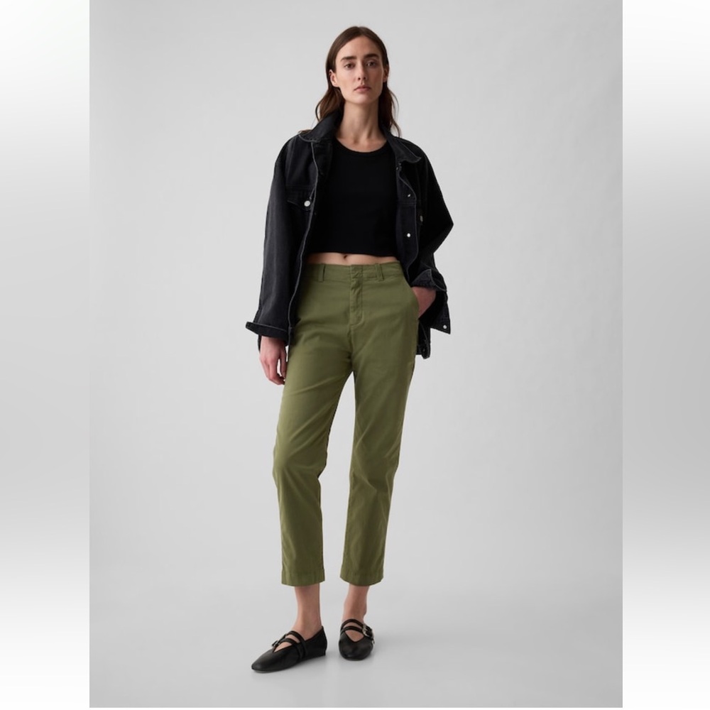 Gap Downtown khaki army jacket green woman’s 12 mid-rise ankle pants nwt